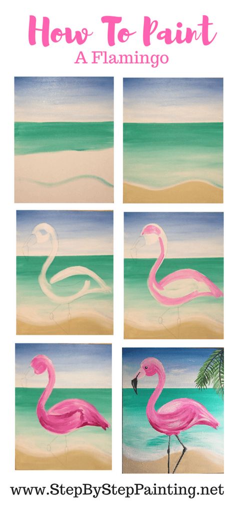 Flamingo Painting - Learn How To Paint A Flamingo Step By Step Flamingo Painting, Canvas Painting Tutorials, Simple Canvas Paintings, Cute Canvas Paintings, Easy Canvas Art, Flamingo Art, Learn How To Paint, Canvas Painting Diy, Acrylic Painting Tutorials