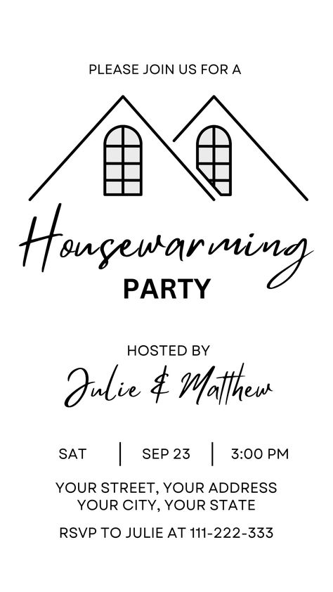 Introducing our editable digital housewarming invitation with a minimalist and modern design! Perfect for those who appreciate bold typography with clean lines and simplicity, our invitation will set the tone for your upcoming housewarming party. All text is editable. You'll get both the 5"x7" print size and the phone size templates included in the price of $5.80 with a 100% money back guarantee. Simply edit, download, print or share! House Warming Poster, Housewarming Invitations, Housewarming Invitation Templates, Housewarming Invitation, Party Font, Welcome Home Parties, Housewarming Party Invitations, House Warming Ceremony, House Warming Invitations