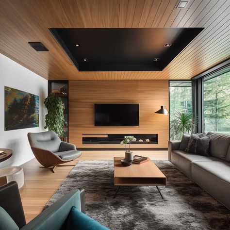 How to Achieve a Modern and Stylish Plywood Ceiling Design for Your Home • 333+ Images • [ArtFacade] Wood Ceilings Ideas, Haydee 2, Wooden Ceiling Design Living Room, Plywood Ceiling Design, Plywood Ceiling, Contemporary Living Rooms, Wooden Ceiling Design, Plywood Design, Cozy Bedrooms