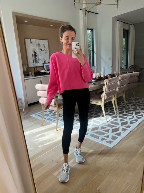 Pink Crewneck Outfit, Hot Pink Crewneck, Crewneck Outfit, Hot Pink Sweatshirt, Pink Crewneck, Pink Sweatshirt, Cotton Fleece, Hot Pink, Crew Neck