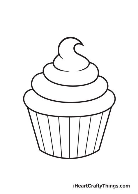 Muffin Drawing, Muffin Clipart, Cute Cupcake Drawing, Draw A Cupcake, Food Drawing Easy, Drawing Cup, Cupcake Coloring Pages, Foto Kelakar, Cupcake Drawing