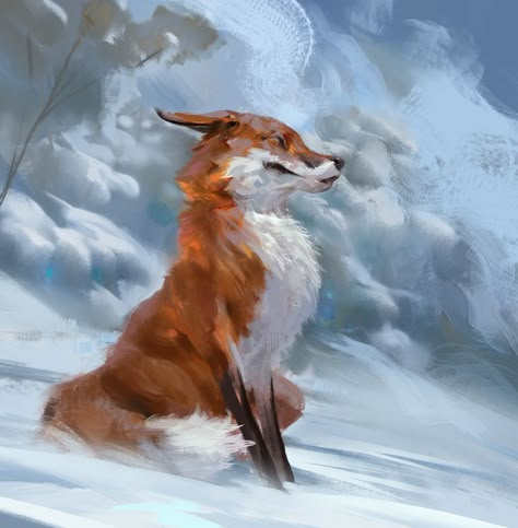 ArtStation - Daily Sketches Week 46, Even Amundsen Even Amundsen, Fox Drawings, Fox Facts, Even Mehl Amundsen, Fox Artwork, Fox Painting, Mythical Creatures Art, Fox Art, Animal Sketches