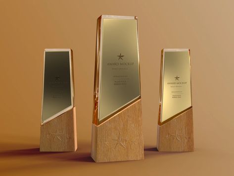 Set Glass Trophies Mockup by McLittle Stock on Dribbble Glass Trophies, Plaque Design, Award Ideas, Corporate Awards, Window Display Design, Trophy Design, Flower Truck, Custom Awards, Kids Clothing Brands