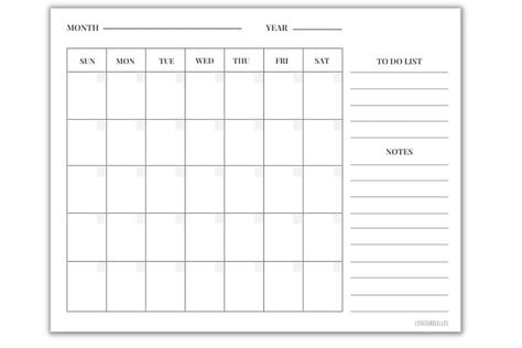 Free Printable Blank Calendar, Camper Organization Rv Living, Goal Calendar, Calendar With Notes, Undated Monthly Calendar, Blank Calendar Pages, Paper Clutter Organization, Weekly Calendar Template, Blank Calendar Template