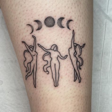 3 Women Dancing Tattoo, Dancing Under The Moon Tattoo, Witches Dancing Tattoo, Dancing Witches Tattoo, Boy Braided Hairstyles, Dancing Tattoos, Half Sleeve Forearm, Designs Braids, Dancing Witches