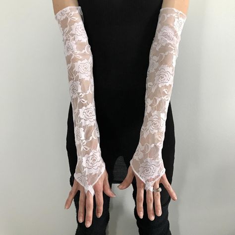 White Lace Gloves Long Arm Warmers Covers Steampunk... - Depop Lace Gloves Long, Wedding Goth, White Lace Gloves, Black Lace Gloves, Gloves Outfit, Lace Fingerless Gloves, Gloves Long, Goth Outfit, Angel Costume