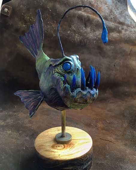 Clay Angler Fish, Fish Sculpture Clay, Polymer Clay Fish, Friends Get Together, Hybrid Art, Sea Life Art, Taxidermy Art, Paper Mache Sculpture, Sculpture Projects