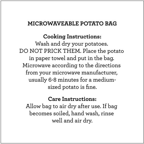 Brewed Together: DIY Microwaveable Potato Bag by Marilyn Potato Bags, Microwave Potato Bag, Baked Potato Microwave, Microwave Potato, Serger Tips, Potatoes In Microwave, Potato Sack, Potato Bag, Casserole Carrier