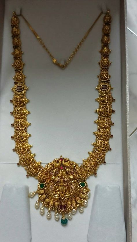 One Gram Gold Jewellery With Price, Gold Long Haram Designs In 40 Grams, Long Chain Necklace Gold Indian, Nakshi Haram Designs, Gold Haram Designs Indian, 50grams Gold Haram, Gold Long Haram Designs, Long Haram Gold Jewellery Designs, Gold Haram Designs