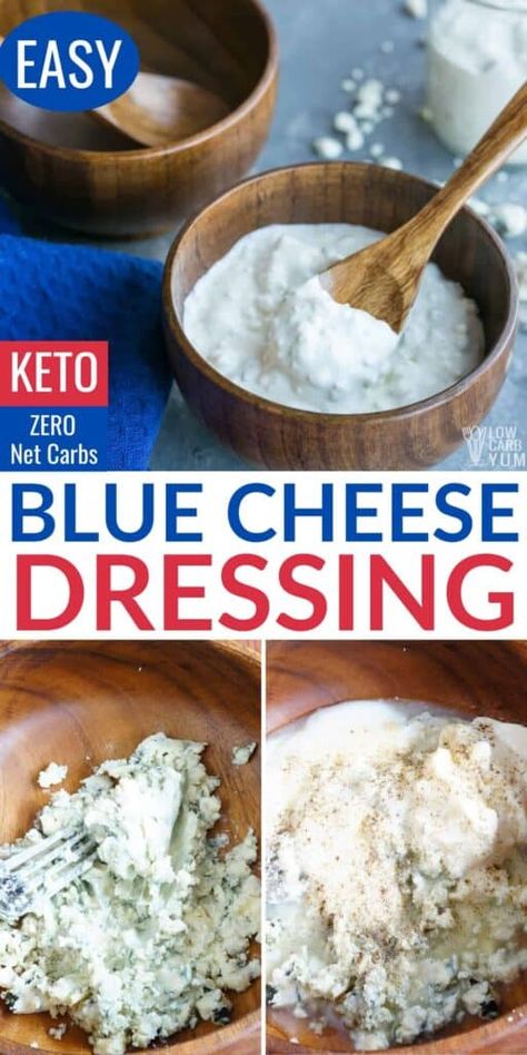 Steakhouse Blue Cheese Dressing, Keto Blue Cheese Dressing, Keto Blue Cheese, Low Carb Salad Dressing, Blue Cheese Dressing Recipe, Keto Salad Dressing, Low Sugar Diet Recipes, The Boiled Egg Diet, Three Meals A Day