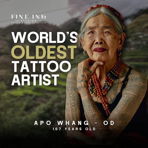 ���𝐅𝐮𝐧 𝐅𝐚𝐜𝐭 𝐅𝐫𝐢𝐝𝐚𝐲! At 107 years old, Apo Whang-Od is officially the world's oldest tattoo artist! She’s spent a lifetime mastering the ancient art of hand-tapped tattoos in the Philippines, passing down her skills to the next generation. Talk about living history! 🖤 Imagine getting inked by a legend who’s been tattooing for over 80 years! 💉 Would you dare to get a piece of tattoo history on your skin? Let us know in the comments! 👇 Looking for your own unique tattoo? We’re all about keeping ... Oldest Tattoo, Whang Od, Fun Fact Friday, Old Tattoos, Tattoo Parlors, Unique Tattoo, Living History, 80 Years, The Next Generation