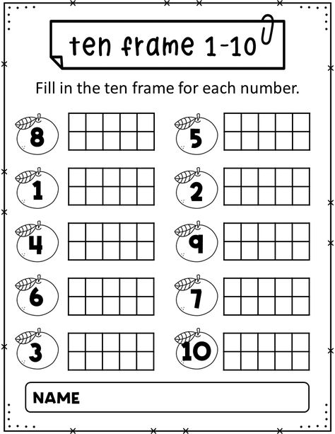 This worksheets for Kindergarten to counting to 20 with Fill in the ten frame.they will enjoy fun visuals while they practice. The worksheets include : -12 pages Fill in the ten frame for each number 1-10. -12 pages Fill in the ten frame for each number 11-20. Counting Up To 20 Worksheets, Count To 20 Activities, Numbers 10 20 Activities, Numbers 1 10 Worksheet Preschool, Counting 11-20 Worksheets, Number 11-20 Worksheets, Numbers 11 20 Worksheets Preschool, Ten Frame Worksheet, 10 Frame Activities For Kindergarten