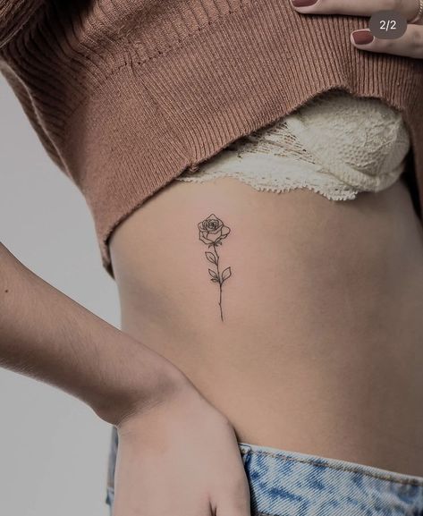 Under Rib Tattoos For Women, Chest Tats For Women, A Rose Tattoo, Small Rib Tattoos, Best Cover Up Tattoos, Rib Tattoos For Women, Rose Tattoos For Women, Om Tattoo, Small Flower Tattoos