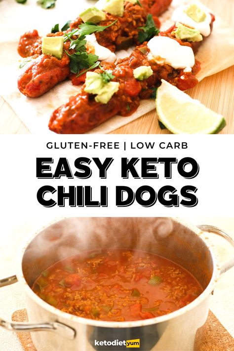 Keto Chili Dogs Chili Dog Chili Recipe, Ground Beef Chili, Low Carb Easy, Chili Dogs, Low Carb Tortillas, Keto Diet Meal Plan, Keto Diet For Beginners, No Calorie Foods, Low Carb Bread