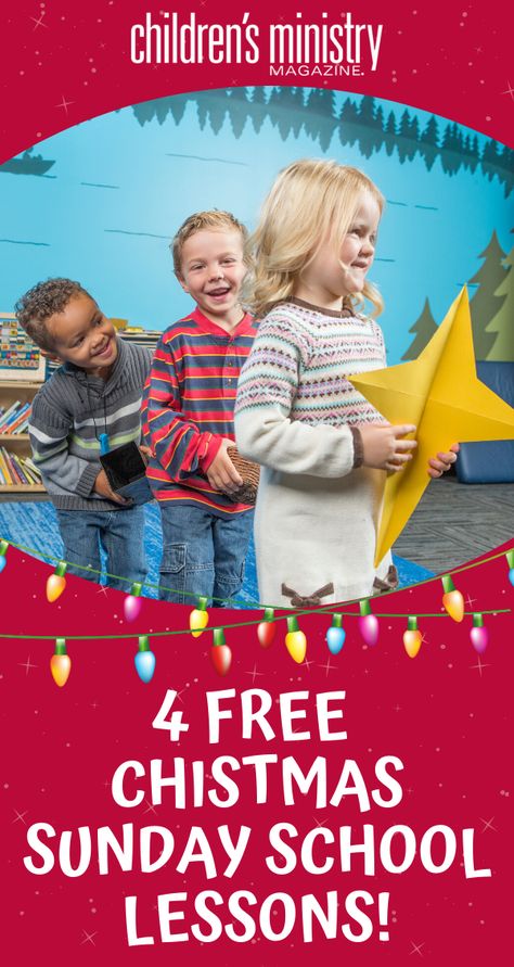 Enjoy these FREE Christmas Sunday school lessons — one for each Sunday leading up to Christmas. Our gift to you! December Bible Lessons For Kids, Sunday School Lessons For Kids Christmas, December Sunday School Lessons For Kids, Sunday School Christmas Lessons, Christmas Lessons For Childrens Church, Sunday School Christmas Games, Christmas Lessons For Kids, Sunday School Advent, Preschool Sunday School Lessons