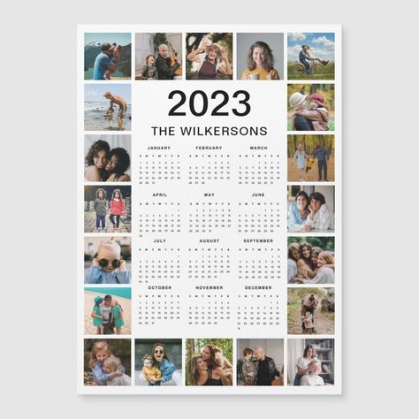 20 Photo Collage Calendar Add A Name Magnetic Card Zazzle Collage Calendar, Adobe Illustrator Ideas, School Photoshoot, Illustrator Ideas, Cards Aesthetic, Calendar Photo, New Year Calendar, Calendar Craft, Planner 2022