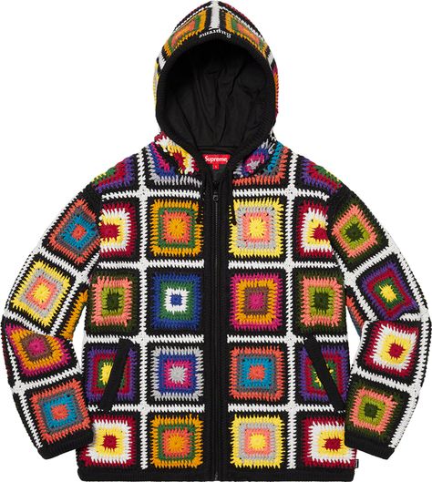 Supreme Crochet Hooded Zip Up Sweater Easy Crochet Cardigan, Mens Jacket Pattern, Crochet Sweater Design, Crochet Placemat Patterns, Christmas Crochet Patterns Free, Crochet Men, Christmas Crochet Patterns, Crochet Jacket, Crochet Shirt