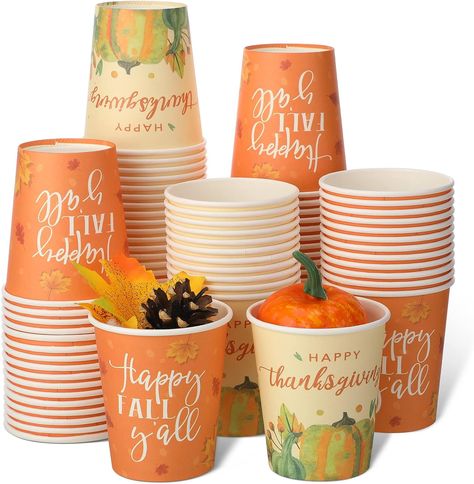 Amazon.com: 100 Pcs 9OZ Thanksgiving Cups Disposable Fall Paper Cups Autumn Party Supplies Pumpkin Maple Leaves Paper Cups Disposable Cup for Kids Adults Juice Coffee Hot Cold Drink Thanksgiving Parties Dinner : Health & Household Thanksgiving Cups, Thanksgiving Paper, Autumn Paper, Happy Friends, Paper Coffee Cup, Balloon Pump, Fall Cakes, Pumpkin Party, Disposable Cups