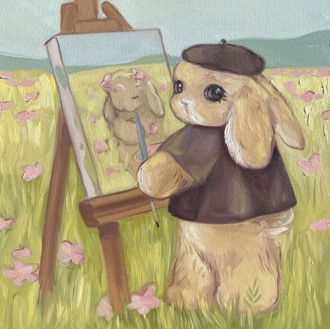 Artist Prints, Bel Art, Bunny Painting, Art Mignon, Cute Paintings, Bunny Art, Fairytale Art, Print Artist, Funky Art