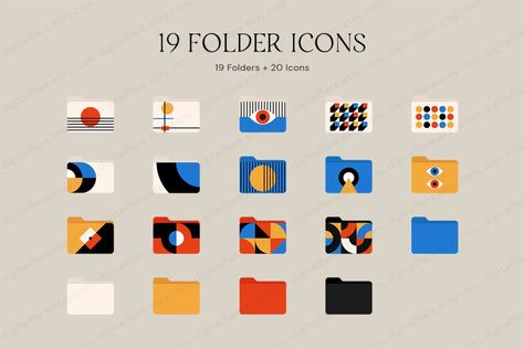 39 Bauhaus Inspired Desktop Folders and Icons for Mac & Windows Primary Geometric Abstract Aesthetic Instant Download - Etsy UK Folder Icons For Mac, Bauhaus Inspired, Abstract Aesthetic, Folder Icon, Mac Wallpaper, Custom Icons, Iphone Background Wallpaper, Instructional Video, Geometric Abstract