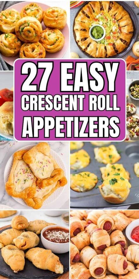 Appetizers With Crescent Rolls, Crescent Roll Snacks, Crescent Roll Recipes Appetizers, Roll Appetizers, Pillsbury Crescent Recipes, Pillsbury Crescent Roll Recipes, Crescent Roll Recipes Dinner, Recipes Using Crescent Rolls, Crescent Roll Appetizers