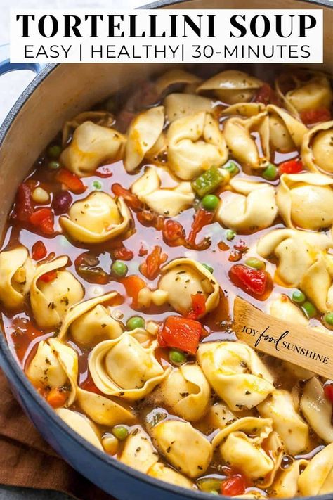 Vegetarian Tortellini Soup, Soup For A Crowd, Tortellini Soup Recipes, Vegetarian Tortellini, Easy Tortellini Soup, Soup Recipes Healthy Vegetarian, Easy Tortellini, Soup Night, Tortellini Recipes