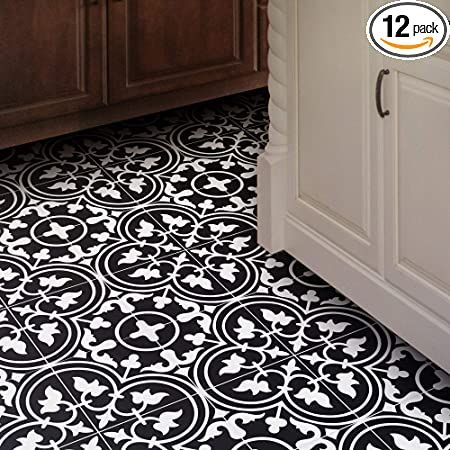 Mohawk® Montrose Parisian Midnight Black 8 X 8 Encaustic Porcelain Floor And Wall Tile, Lowes Pattern Tile, Tile House, Patterned Wall, Cozy Boho, Washroom Design, Moroccan Culture, Moroccan Mosaic, Black And White Tiles