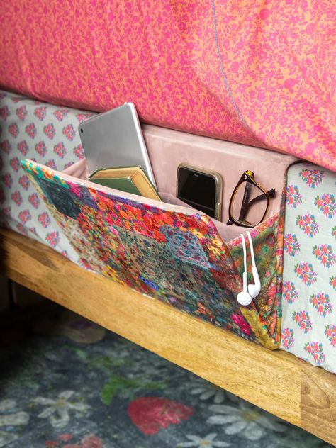 This Bedside Caddy is your new room essential! It’s perfect to hold everything you need right by your bed, and it easily slides under your mattress to hold it in place. It’s made of a super soft, cozy material and has two pockets on the inside. We use it for our phone, journals, books and electronics… we don’t know how Mouse Moment, Granola Dorm Room, College Bedroom Ideas, Trendy Dorm Room Ideas, Gracie Aesthetic, Colorful Boho Home, Bed Organizer, Bedside Caddy, Caddy Organizer