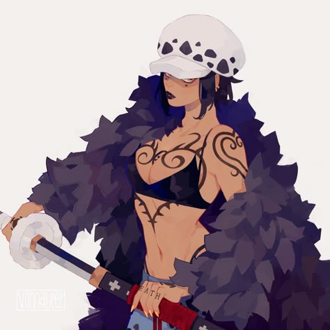 Trafalgar Law Female, Fem Law, Law Fanart, One Piece Female, Law Trafalgar, Trafalgar Law One Piece, Trafalgar D Law, Law One Piece, Heart Pirates