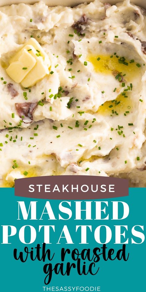 These steakhouse style red skin roasted garlic mashed potatoes are a fantastic way to bring your favourite fancy restaurant dinners home. The secret to these silky, creamy mashed potatoes is two whole bulbs of roasted garlic, packed with a luscious amount of butter and cream. There's no better way to celebrate a special occasion! Start off the meal with a classic steakhouse wedge salad for the full experience! Red Skin Mashed Potatoes, Mashed Red Potatoes, Family Breakfast Recipes, Roasted Garlic Mashed Potatoes, Carmelized Onions, Wedge Salad, Garlic Mashed Potatoes, Garlic Mashed, Creamy Mashed Potatoes