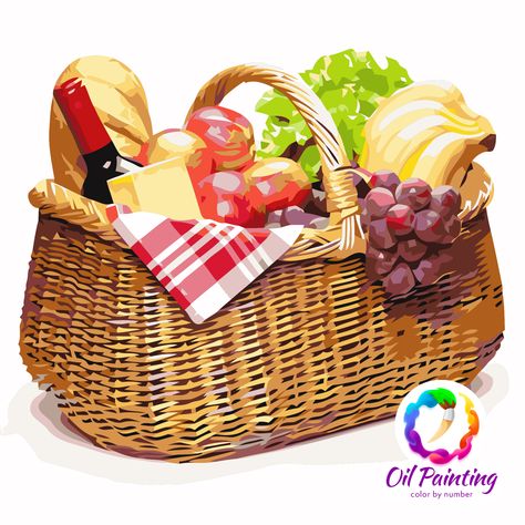 Just painted this picture in the new coloring app: Vegetable Basket Painting, Basket With Vegetables Drawing, Fruit Basket Watercolor, Painted Vintage Picnic Basket, Fruit Basket Oil Painting, Catering Business, Smartphone Photography, Picnic Date, Still Life Fruit