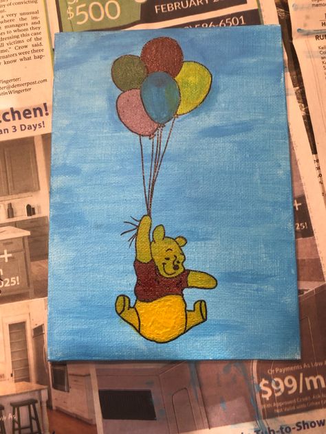 Winnie The Pooh Easy Painting, Carebear Painting Canvas, Winnie The Pooh Painting, Painting Stuff, Painting Canvases, Parking Spot, Canvas Painting Designs, Watercolor Ideas, Canvas Paintings