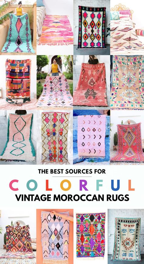 Rugs Sale, Moroccan Rug Living Room, Colorful Moroccan Rugs, Bright Pillows, Moroccan Interiors, Studio Diy, Hooked Rugs, Unique Color Combinations, Boucherouite Rug