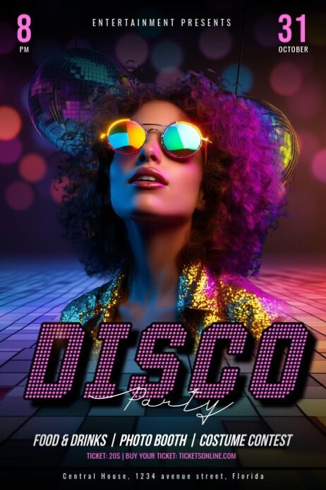 Black Maximalist Disco Party Poster | PosterMyWall Disco Flyer Design, Disco Poster Design, Disco Party Poster, Disco Flyer, Disco Poster, Church Halloween, 70s Disco Party, Halloween Party Flyer, Linkedin Background Image