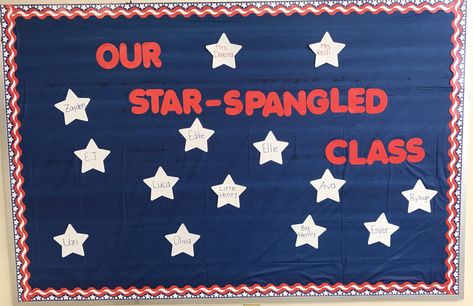 Fourth Of July Classroom Decorations, 4th Of July Bulletin Board Ideas, Fourth Of July Bulletin Board, July Bulletin Board Ideas, 4th Of July Bulletin Board, July Bulletin Board, Flower Bulletin Boards, Patriotic Classroom, Easy Bulletin Boards