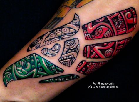 Hecho En Mexico Tattoo Ideas, Alebrije Tattoo, Mexican Flag Tattoos, Family Crest Tattoo, Crest Tattoo, Mexico Tattoo, Mexican Tattoo, Mexican Art Tattoos, Full Leg Tattoos