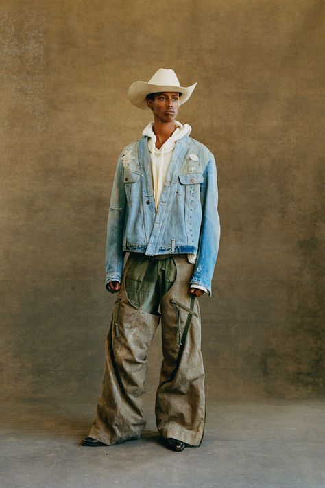 Cowboy Editorial, Concrete Cowboy, Cub Scout Shirt, Cowboy Photoshoot, Futuristic Photoshoot, Fall Outfits For Men, Western Boy, White Tie Dress, 2023 Menswear Fashion Show