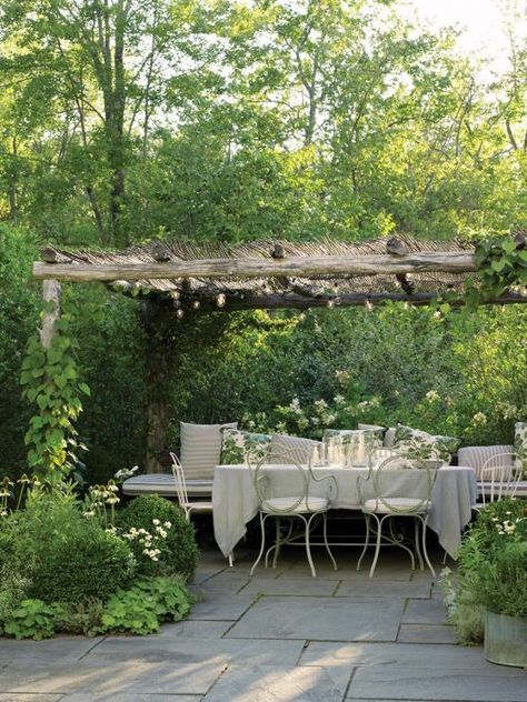 . Rustic Pergola, Garden Structures, Garden Cottage, Outdoor Dining Area, Garden Spaces, Outdoor Rooms, Dream Garden, Design Layout, Garden Room