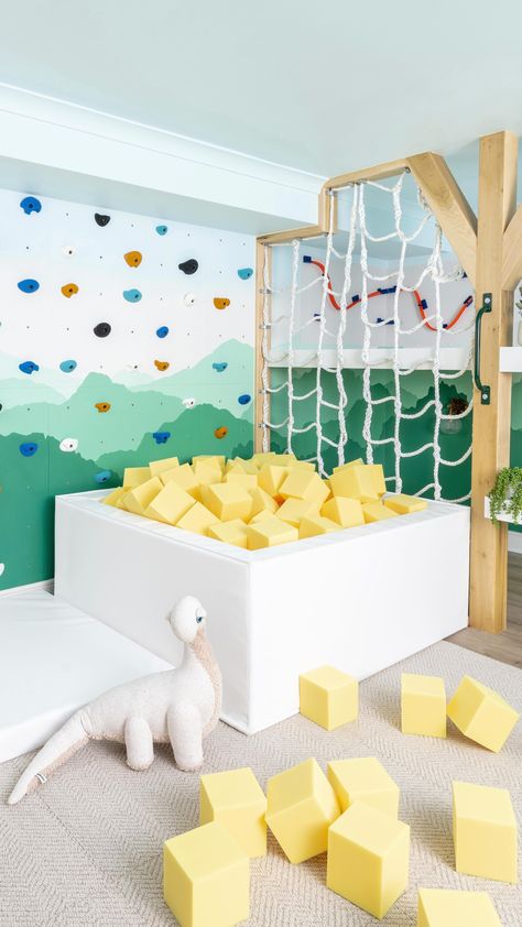 Foam Pit, Small Playroom, Diy Mural, Basement Playroom, Foam Panels, Sensory Room, Playroom Design, Color Palette Bright, Mural Design