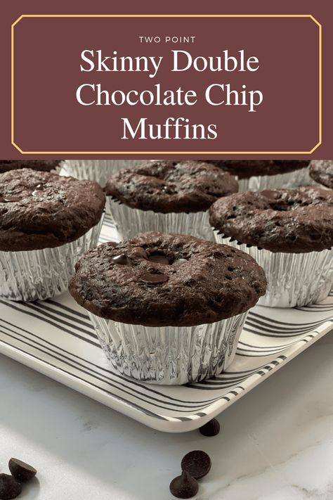 Ww Baking, Ww Muffins, Ww Bread, Healthy Nibbles, Ww Deserts, Ww Sweets, Double Chocolate Chip Muffins, Pound Dropper, Ww Recipe