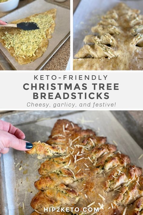 Your new favorite keto holiday appetizer has arrived! You and your family will love munching on these pull apart cheesy garlic breadsticks. #keto #ketorecipes #ketofriendly #ketobread #ketobreadsticks #christmasrecipes #christmas #partyappetizer #partyrecipes #ketoappetizers Christmas Tree Pull Apart, Keto Receipts, Cheesy Garlic Breadsticks, Low Carb Christmas Recipes, Low Carb Christmas, Christmas Appetizers Easy, Fathead Dough, Keto Appetizers, Garlic Breadsticks