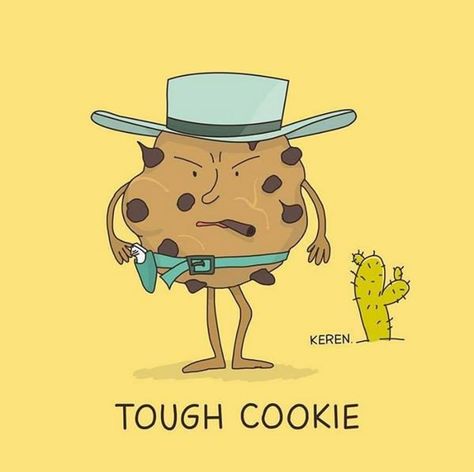 Punny Puns, Visual Puns, Tough Cookie, Cute Puns, Food Puns, Funny Illustration, Funny Doodles, Silly Jokes, One Shot