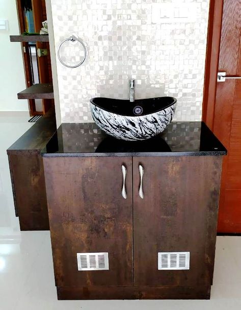 House Interior Pop Design, Crockery Cabinet Design With Wash Basin, Small Wash Basin Ideas In Living Room, Small Crockery Unit Design Dining Rooms, Living Room Washbasin Design, Wash Basin Ideas In Living Room, Wash Basin In Dining Area Modern, Dining Room Wash Basin Ideas, Wash Area Design