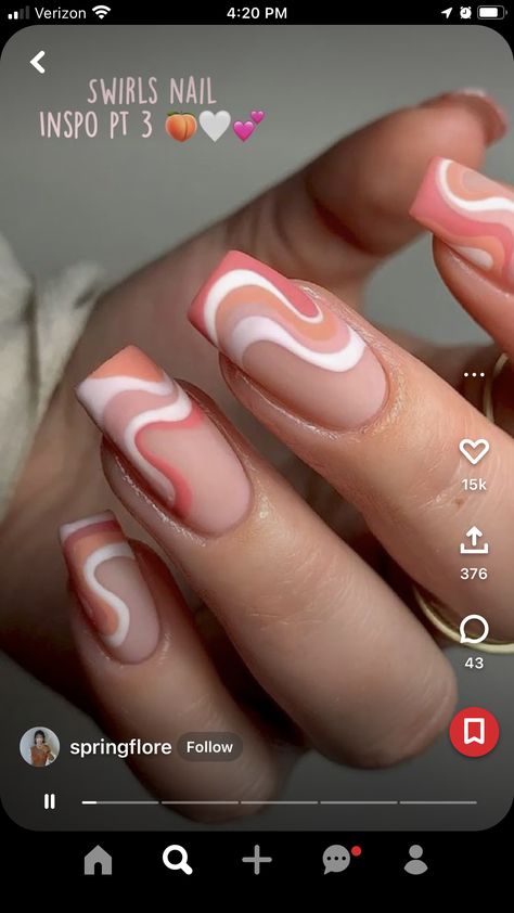 Map Nails, Cruise Nails, Holiday Acrylic Nails, Wave Nails, Swirl Nails, Finger Nail Art, White Acrylic Nails, Lines On Nails, Basic Nails