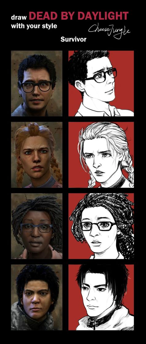 Dead By Daylight Characters, Drawing Dead, Meg Thomas, Character Reference Sheet, Rainbow 6 Seige, Jake Park, Video Game Anime, Dead By Daylight, Video Game Genre