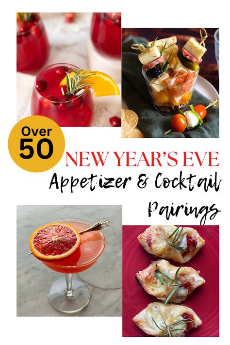 Choose from over 50 different appetizer and cocktail pairings for your New Year's Eve Party! From charcuterie cups with gin cocktails to citrus martinis and baked brie! We joined forces with our blogger friends to bring you everything from Tex-Mex to Cheese Lovers, to Seafood and more!! Cocktail Appetizer Pairings, Appetizer And Drink Pairings, Cocktail And Appetizer Pairings, Girls Night Appetizers, White Lady Cocktail, Appetizer Cocktail, Mango Margaritas, Cheesy Corn Dip, Snack Pairings