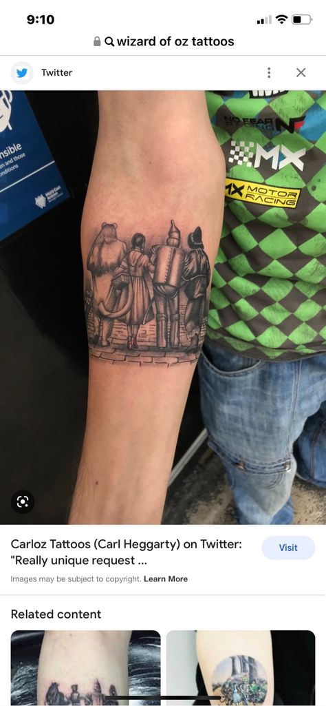 Yellow Brick Road Tattoo Ideas, Gone With The Wind Tattoo Ideas, Wizard Of Oz Sleeve Tattoo, The Wizard Of Oz Tattoos, Wizard Of Oz Tattoo Ideas, Wizard Of Oz Tattoo, Wind Tattoo, Oz Tattoo, Little Heart Tattoos