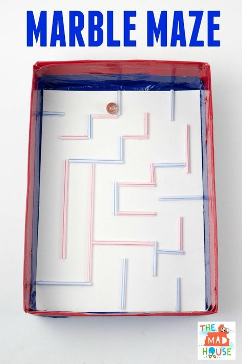 This fun marble maze is great fun for kids.  It is easy to make with things that you will have in the house. Diy Marble Maze, Library Aide, Marble Fidget, Oil And Water Experiment, Makerspace Activities, Maker Space Ideas, Library Makerspace, Makerspace Library, Makers Space