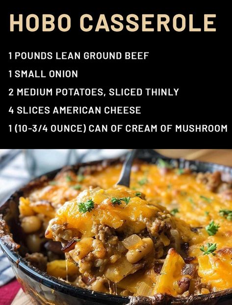 Hobo Casserole Hobo Stew Ground Beef, Hobo Casserole Recipes, Hobo Casserole Ground Beef, Needing A Hug, Beef And Potato Casserole, Hobo Casserole, Lazy Dinners, Savory Pies, Favorite Dinner