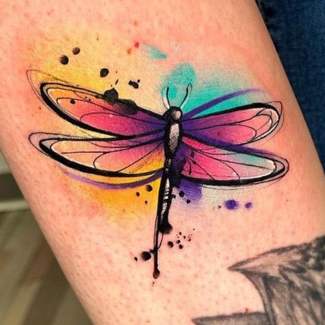 Beau Tattoo, Ghana Trip, Watercolor Dragonfly Tattoo, Fly Tattoo, Mystical Tattoos, Tattoo Dragon, Dragonfly Tattoo Design, Tattoo Watercolor, Watercolor Dragonfly